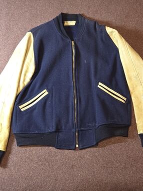1950's Cal Bears Berkeley Lettermans Jacket In Wool Leather VERY AGED Moth Holes